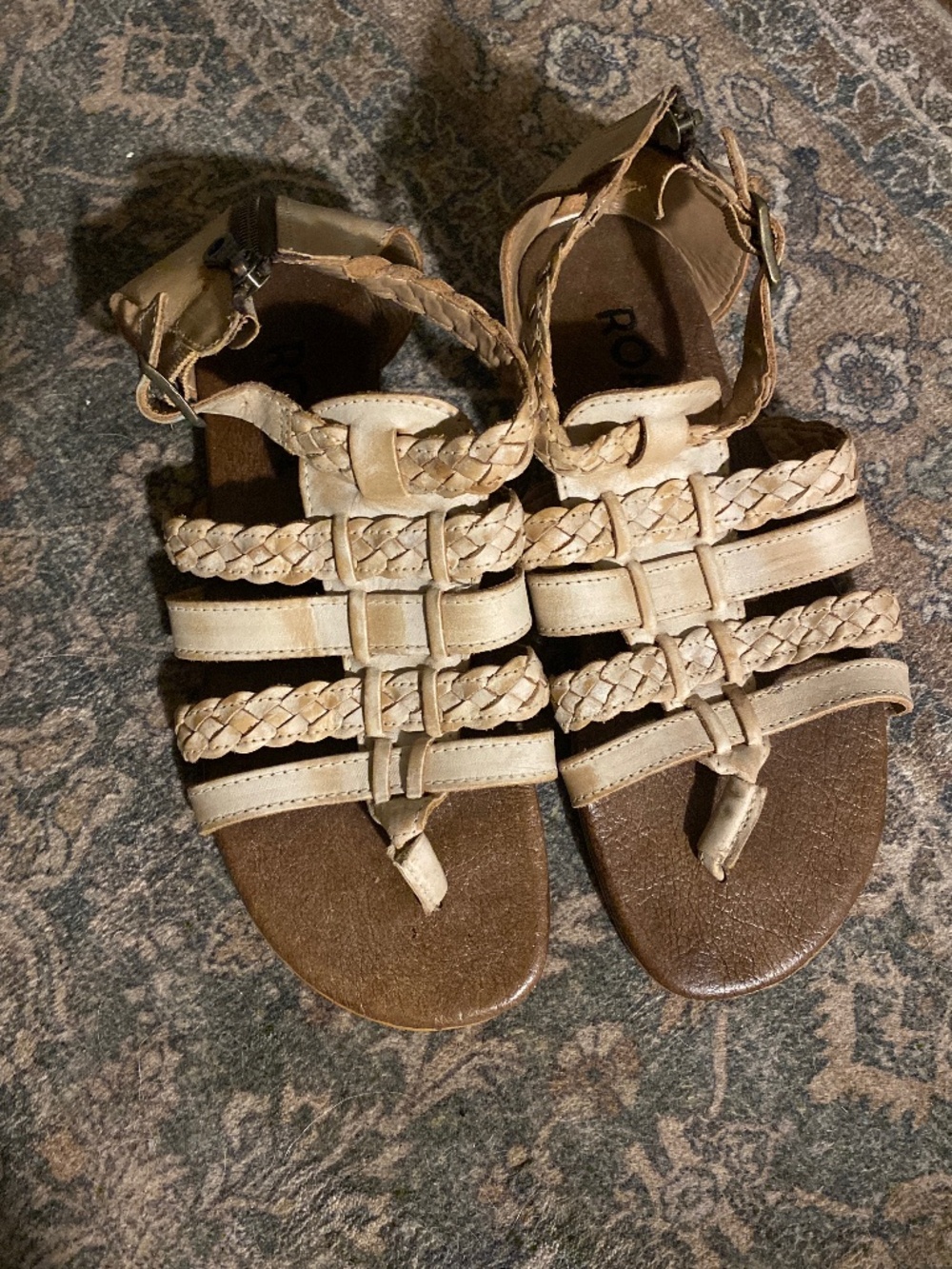 ROAN by Bed Stu Cream Leather Sandals sz 9.5